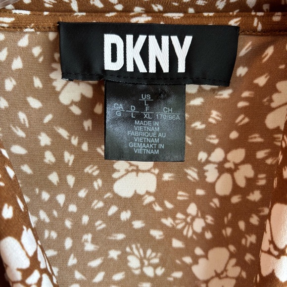DKNY Floral Brown and White Blouse - Picture 3 of 6